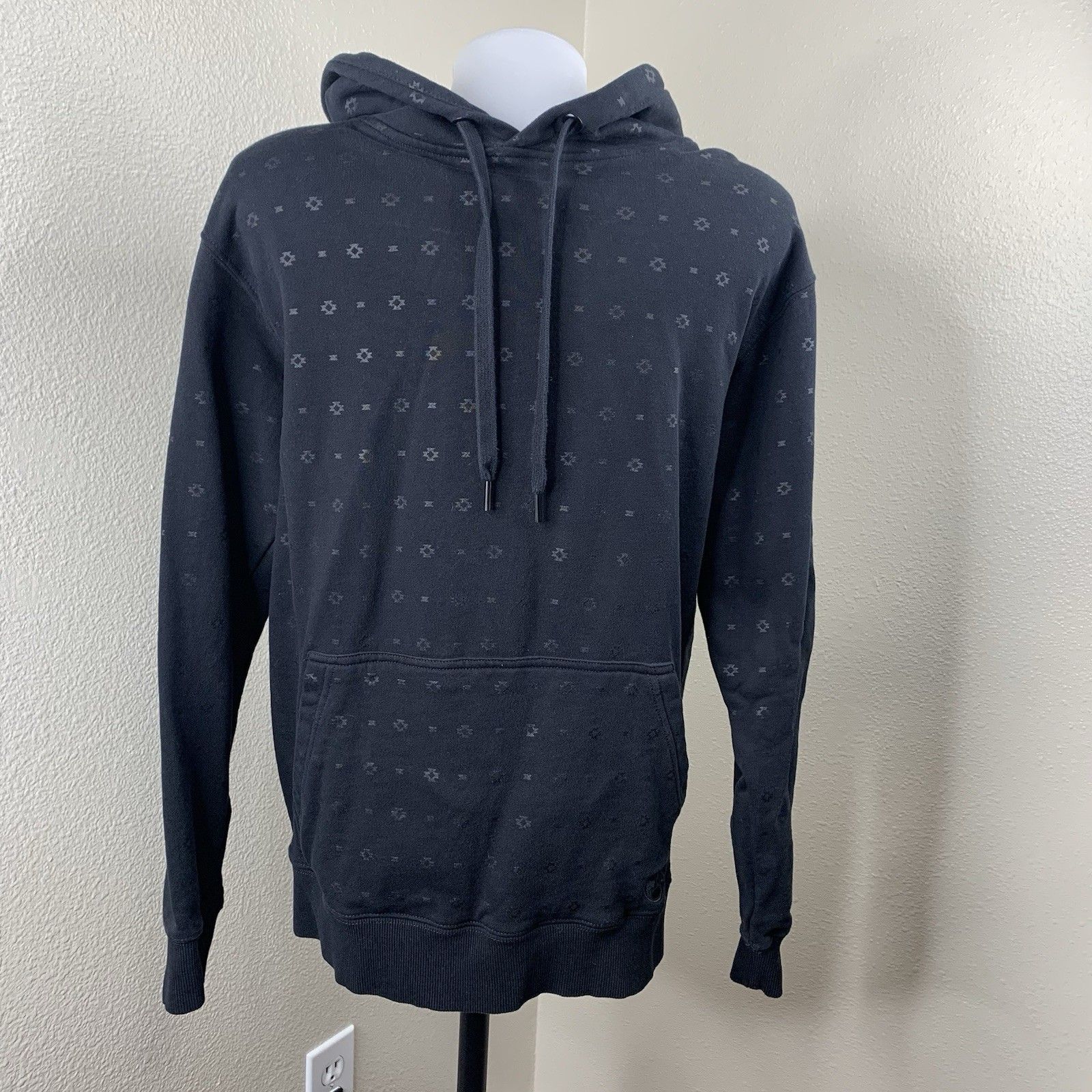 Hooey Mesa Aztec Black Spellout Sleeve Hoodie Pullover Sweatshirt Sz S *See Note